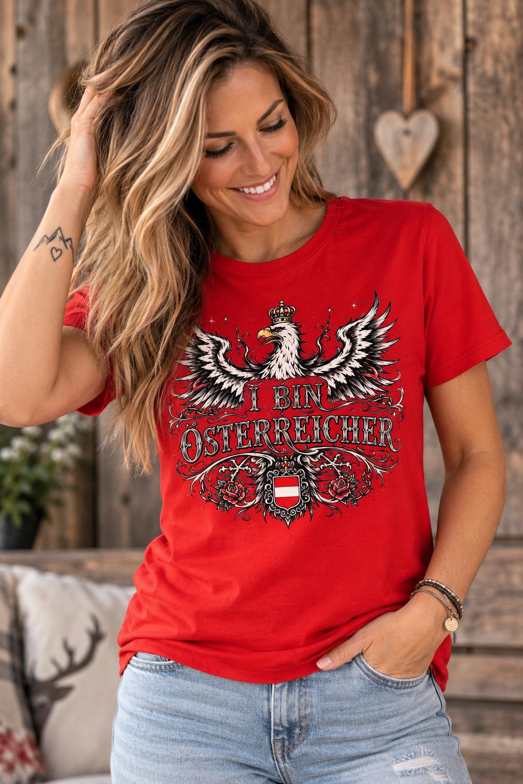 Shirt Damen I I bin Österreicher Rock-Design rot